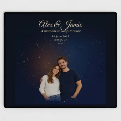 Mouse mat with an example personalised OurStars design